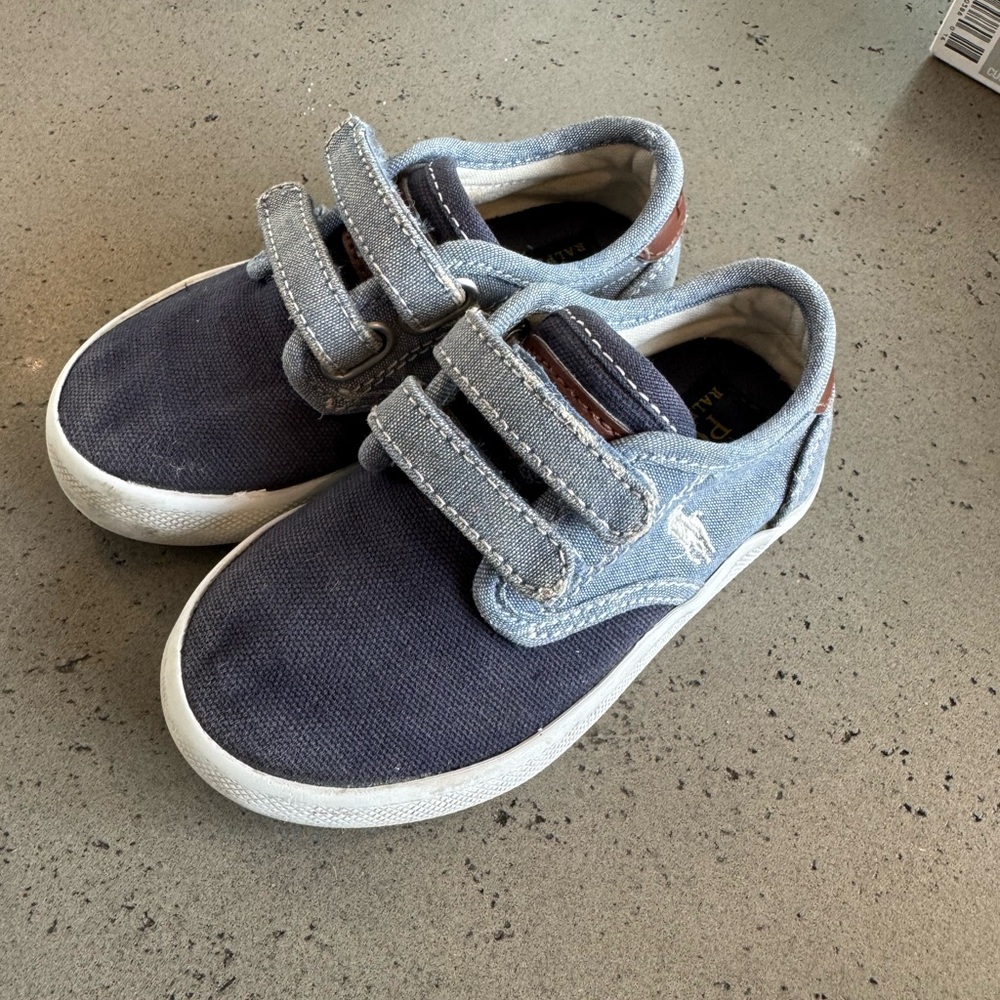 Polo Ralph Lauren toddler Navy and Light Blue Velcro Sneakers